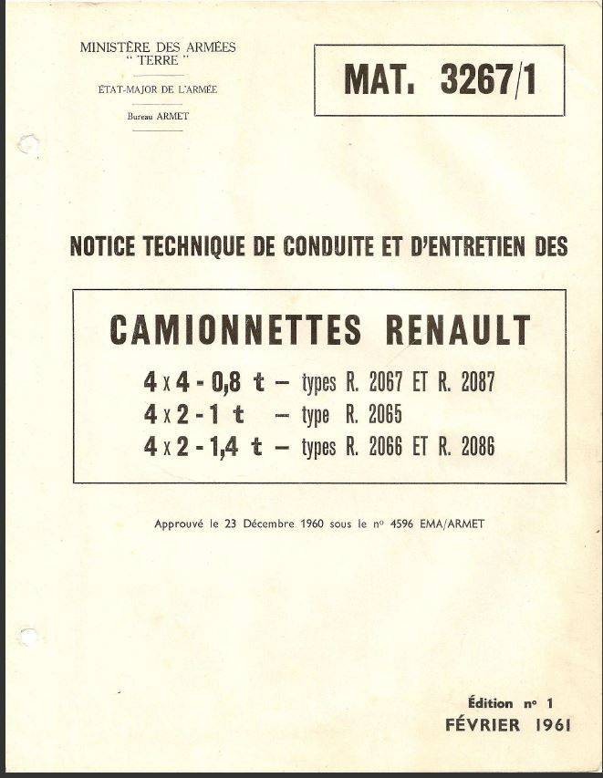 manuels d'atelier renault goelette  et R 2087